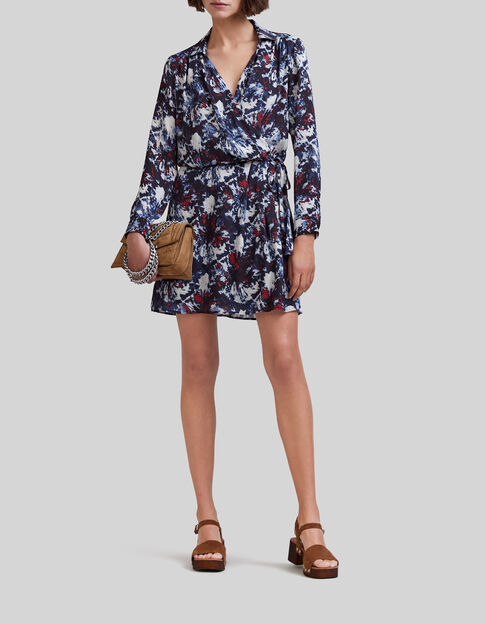 Marineblauwe jurk gerecycleerd batik-print Dames - IKKS