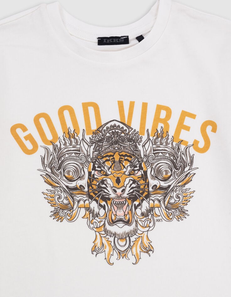 White Good Vibes Print T-shirt for Boys-2