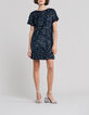 Women's reversible sequin-embroidered blue dress-1