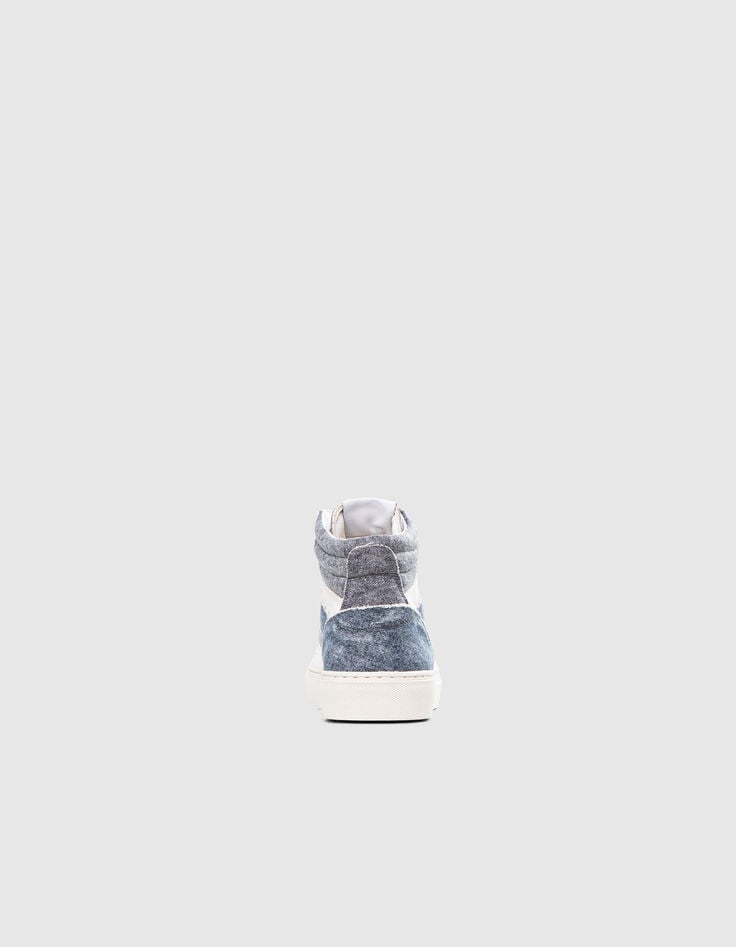 Sneakers montantes bleu effet denim en toile Femme-3