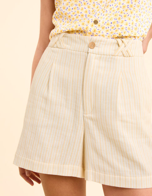 Ecru Jeansshorts mit gelben Streifen I.Code