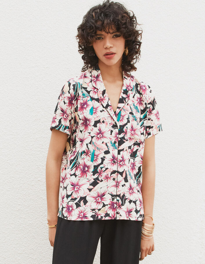 Camisa viscosa Ecovero® estampado floral tropical mujer-5