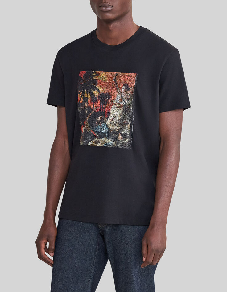 Schwarzes Herren-T-Shirt mit Arty-Rock-Stickerei-5