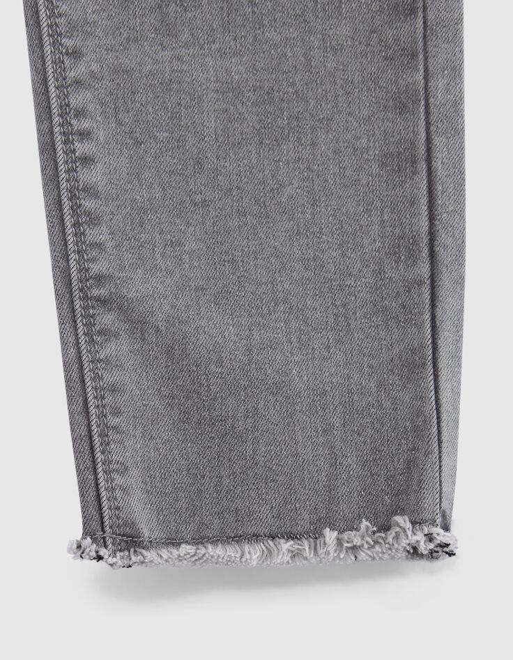 Graue SLIM-Mädchenjeans mit asymmetrischem Reißverschluss-5