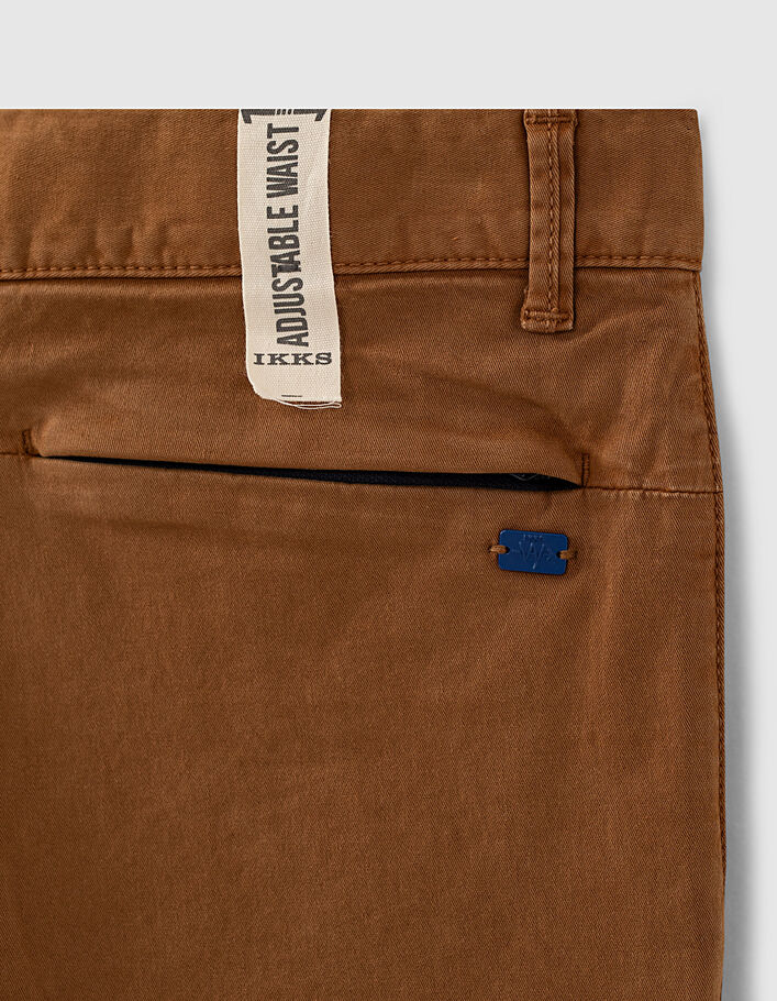 Pantalon chino dark brown avec ganses ceinture garçon - IKKS
