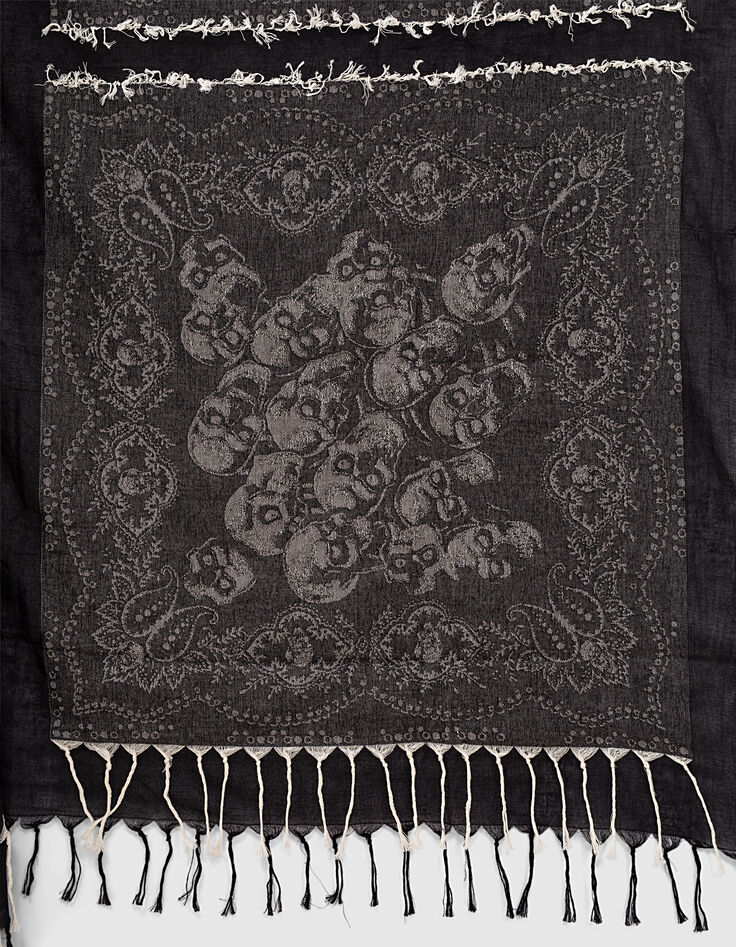 Men’s black bandana and skull motif scarf-2