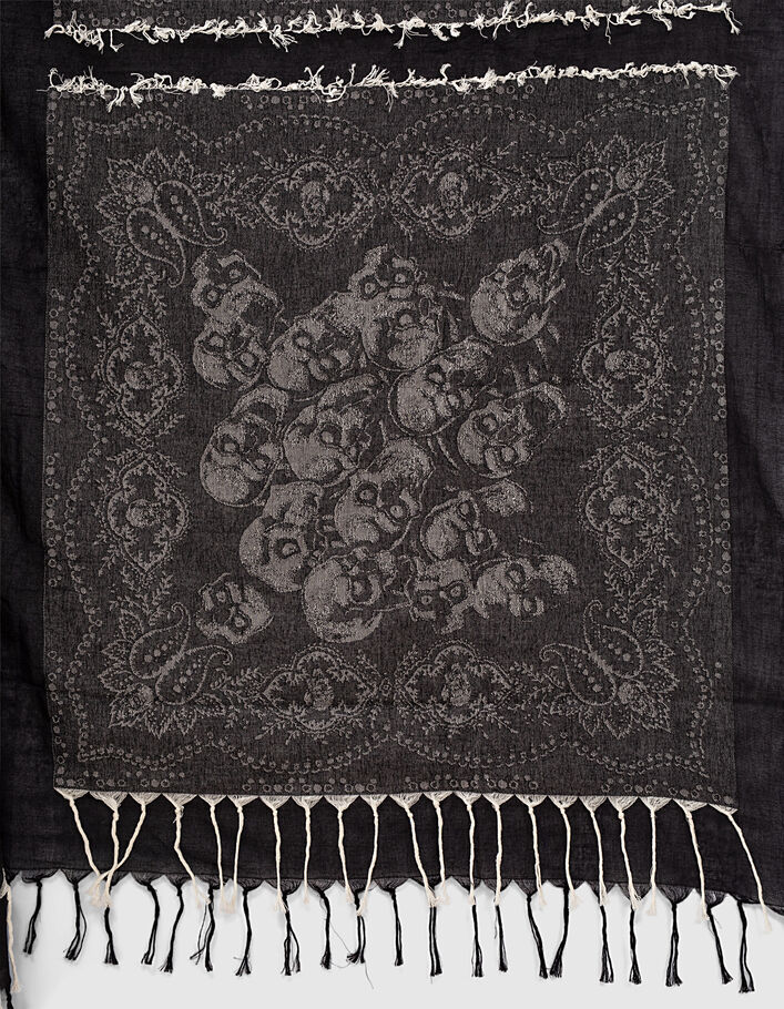 Men’s black bandana and skull motif scarf - IKKS