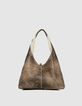 Women’s off-white shearling and leather mix Hobo bag-3