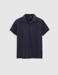 Polo marine L'Essentiel coton bio flamm&eacute; Homme-1