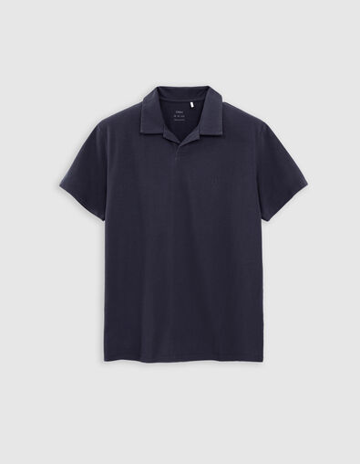 Polo marine L'Essentiel coton bio flamm&eacute; Homme - IKKS