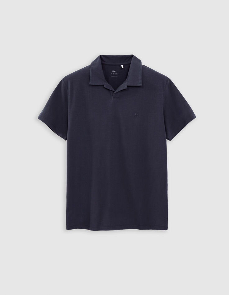 Polo marine L'Essentiel coton bio flamm&eacute; Homme-1