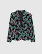 Women’s black suit jacket with green flowers print-5