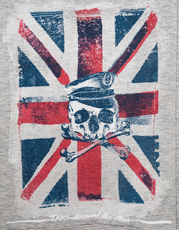 Camiseta gris jaspeado medio con bandera niño -2 Camiseta gris jaspeado medio con bandera niño -2