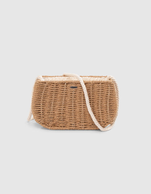 Girls’ beige raffia-style handbag with lace - IKKS