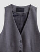 Gilet de costume sans manches gris rayures tennis Femme-6