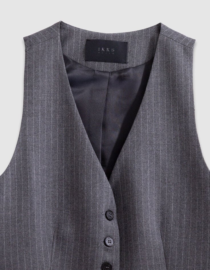 Gilet de costume sans manches gris rayures tennis Femme-6