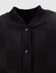 Schwarze Mädchen-Steppjacke, Ton-in-Ton-Schachbrettmuster-2