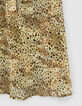Mandelgrünes Damenkleid mit Animalprint, schulterfrei-6