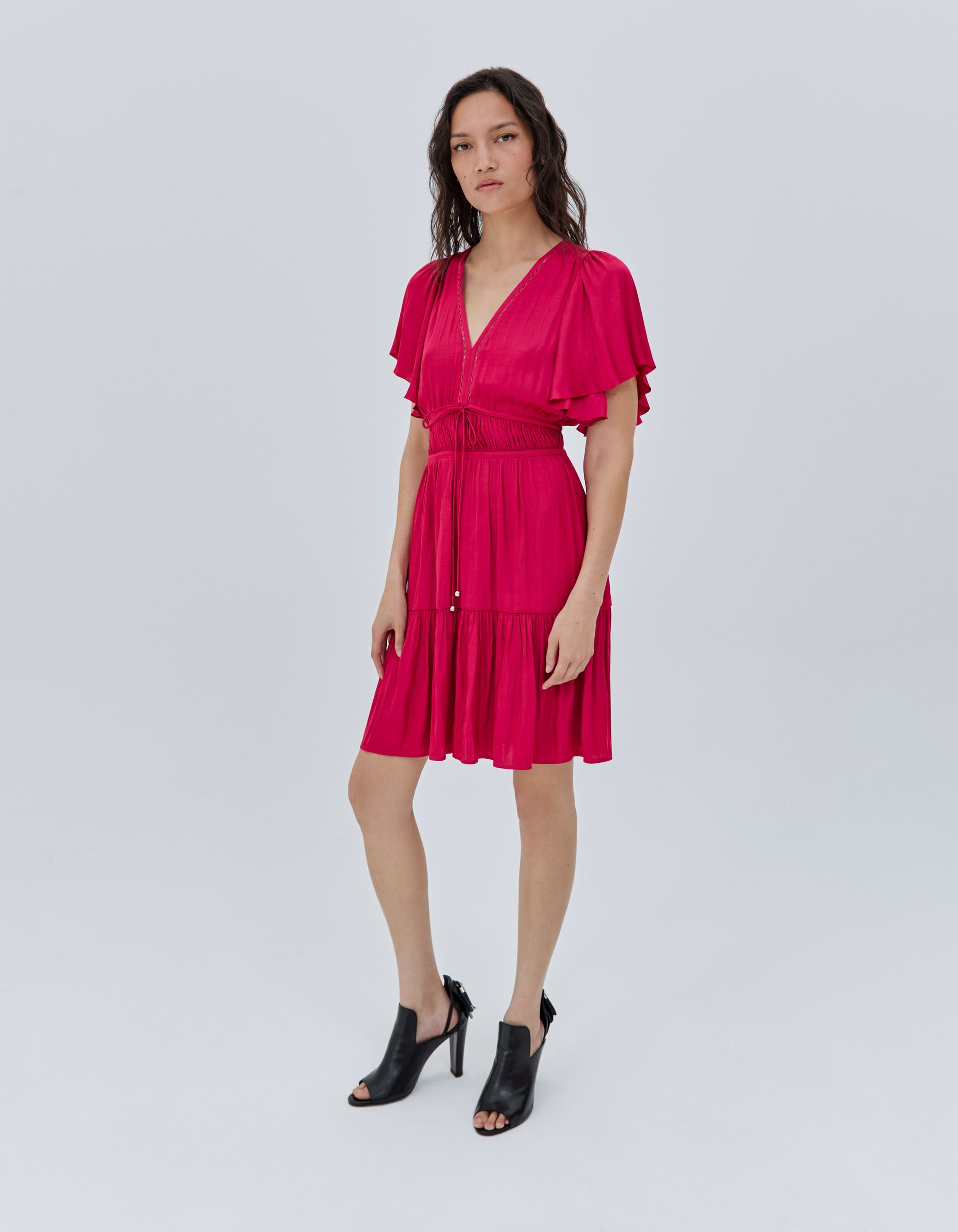 Robe volant e fushia acidul femme