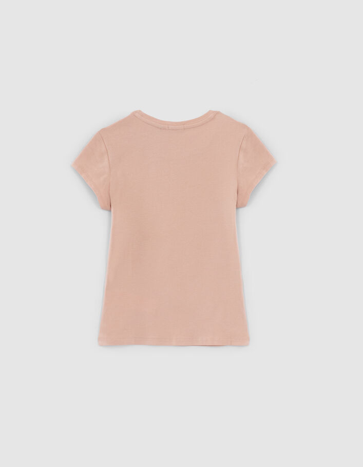 T-shirt rose tête de mort brodées sequins fille - IKKS