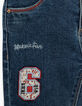 Girls' stone blue skinny jeans+patches+embroidery-5