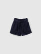 Baby girls’ navy shorts with embroidered ruffles-1