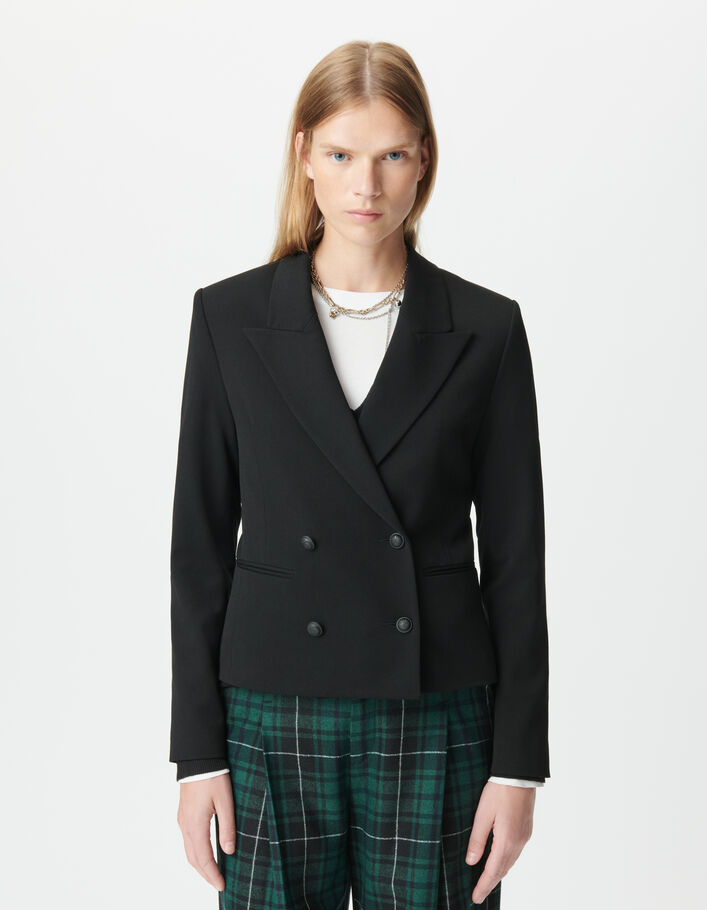 Veste de tailleur noire courte double boutonnage Femme IKKS