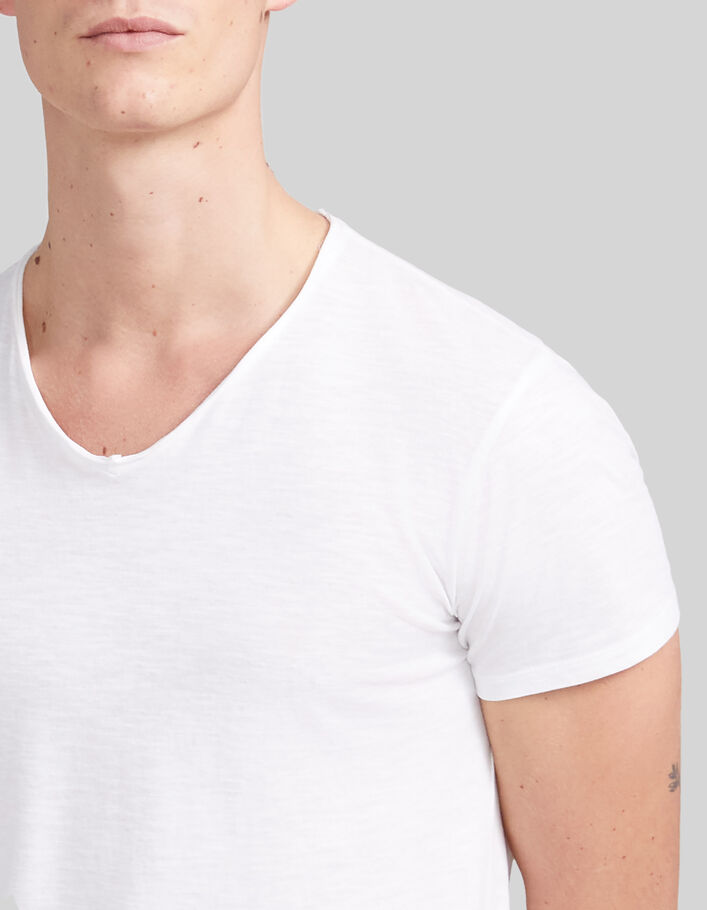 T-shirt col V homme Instinct blanc homme