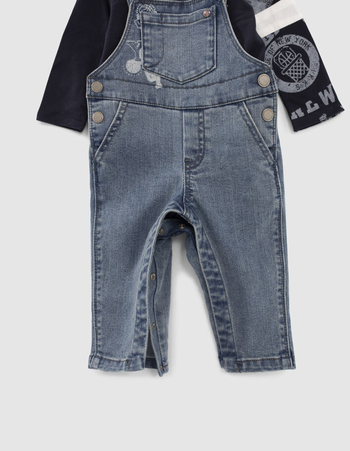 Set jeanstuinbroek en T-shirt babyjongens - IKKS