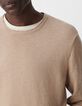 Herrenstrickpullover, beige, geflammt, Rollsaum-Kragen-4