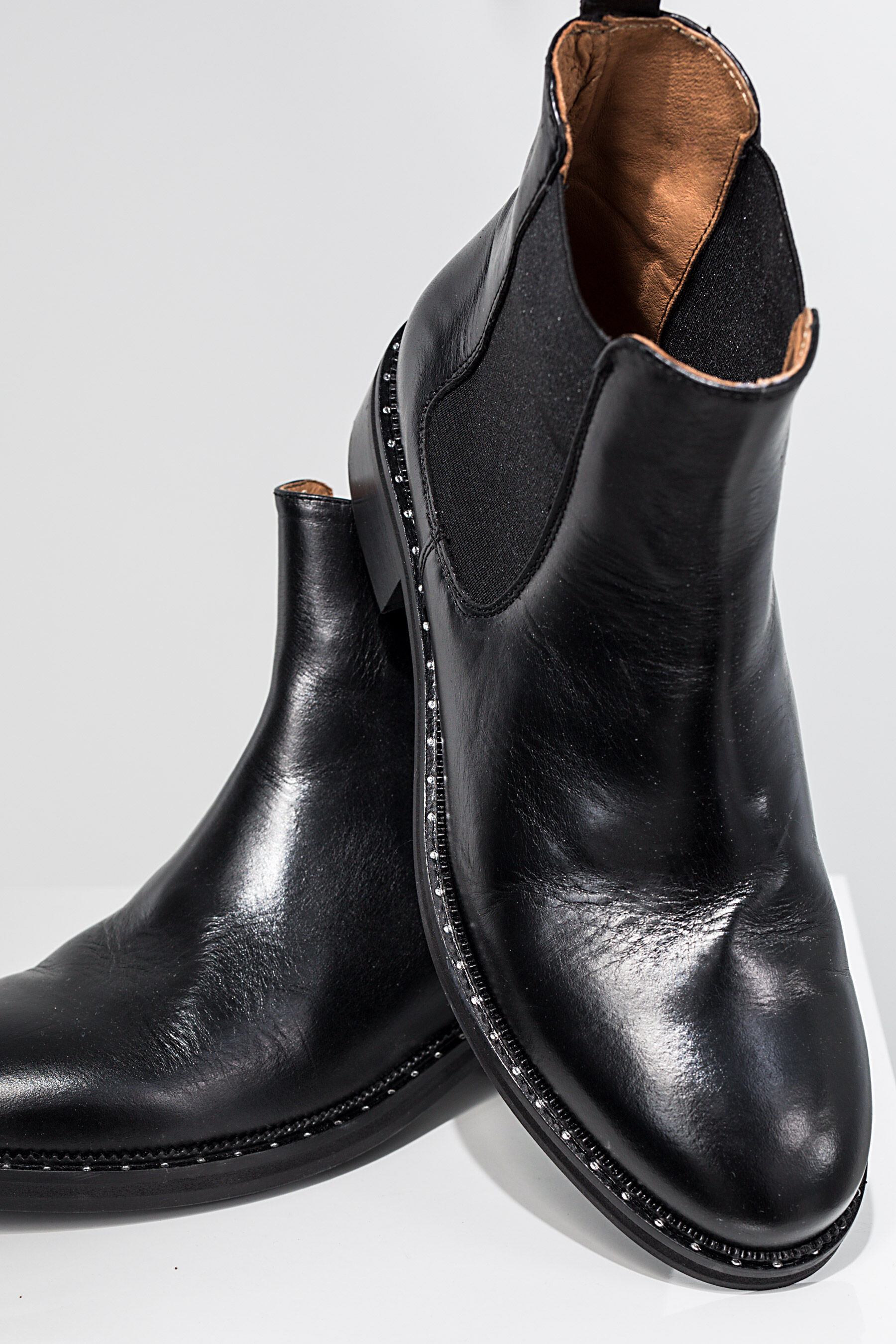 Studded black leather booties on sale