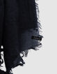 Foulard noir jacquard et broderie messages Femme-3