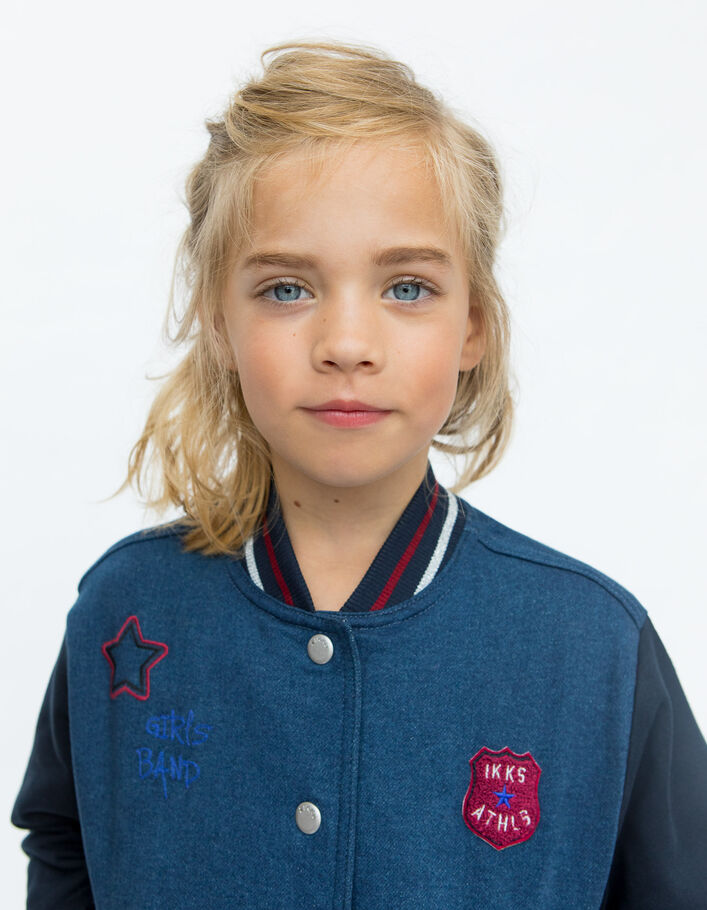 Marine baseballjack twee materialen borduursels meisjes-5