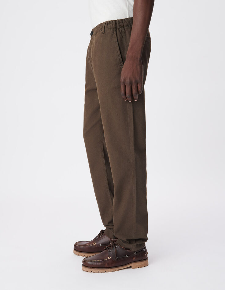 Heren kaki katoenen en linnen chino broek-5