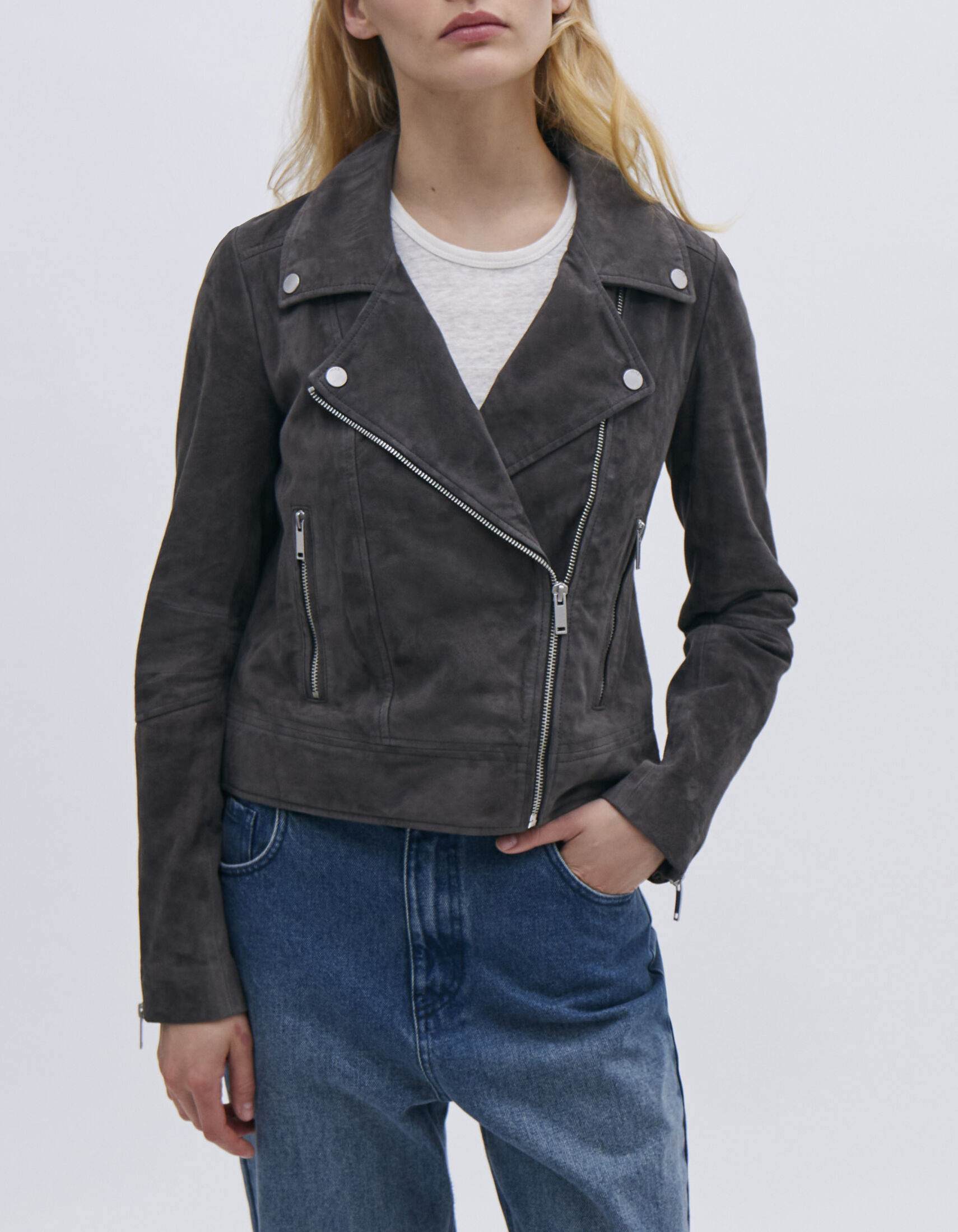 Gray suede jacket clearance womens