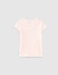 Camiseta blush con calavera y flores bordadas ni&ntilde;a-3