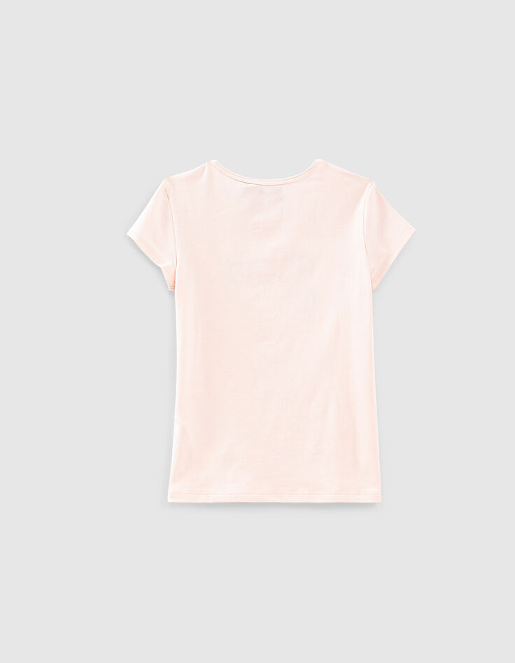 Camiseta blush con calavera y flores bordadas ni&ntilde;a-3