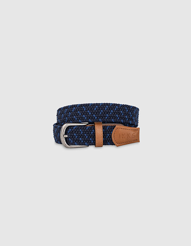 Ceinture indigo tressée et camel garçon -1