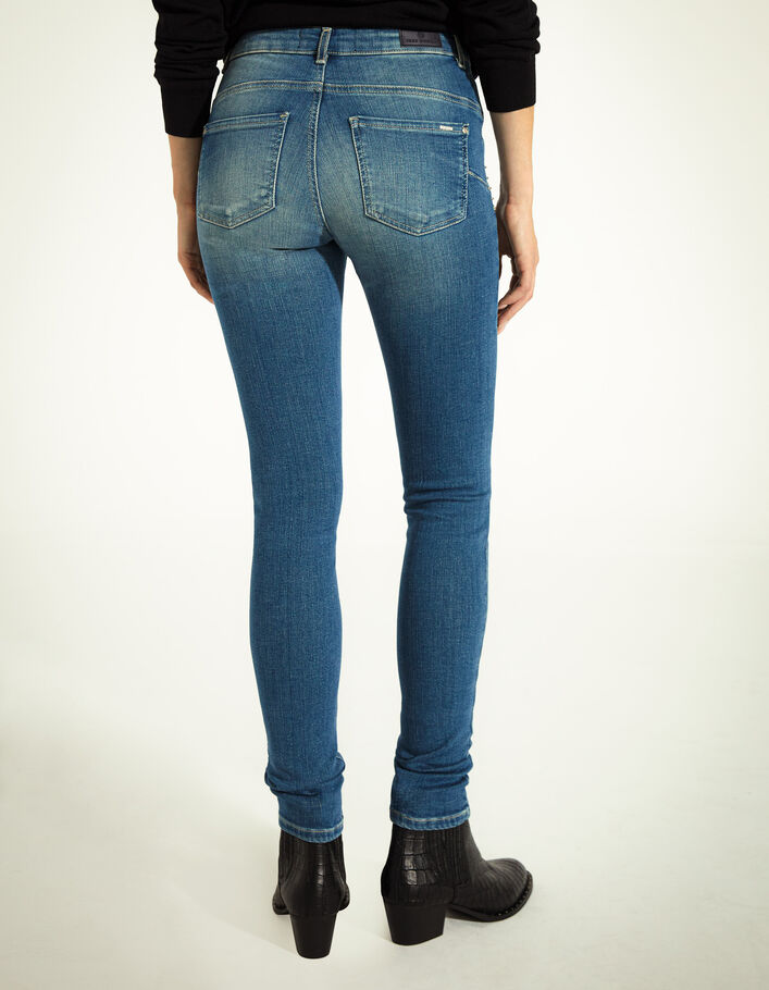 Women’s blue pierced sculpt-up mid-waist slim jeans - IKKS