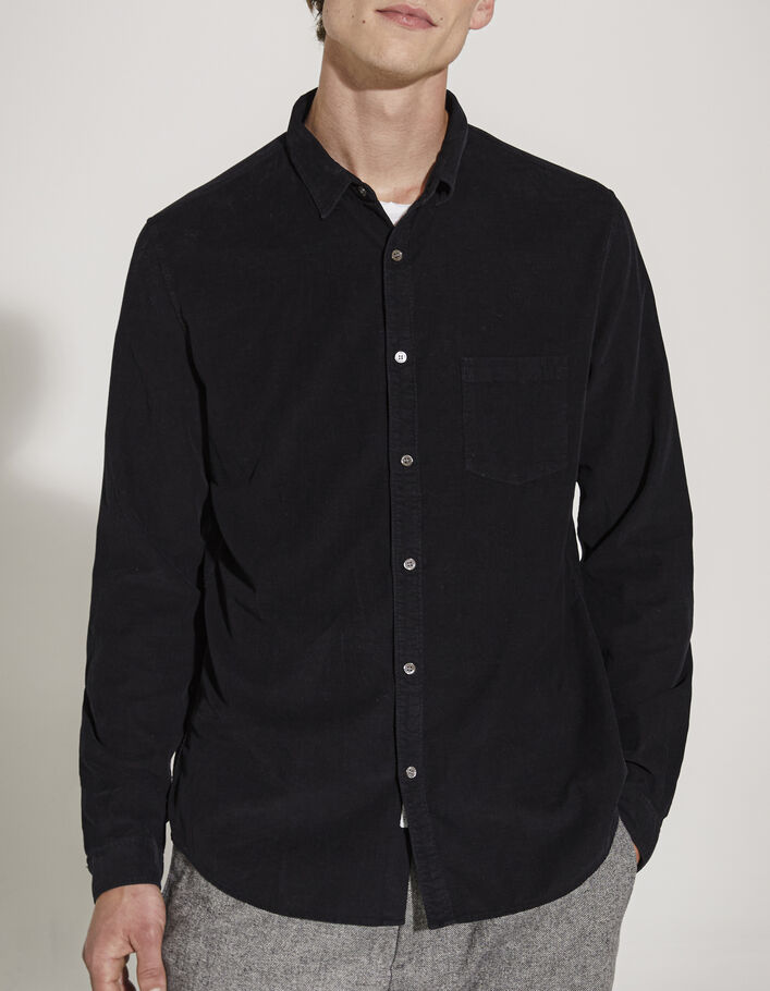 Men’s black needlecord REGULAR shirt - IKKS