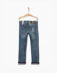 Boys’ light blue patched embroidered slim jeans -3