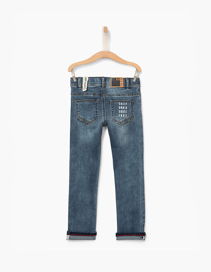 Boys’ light blue patched embroidered slim jeans -3