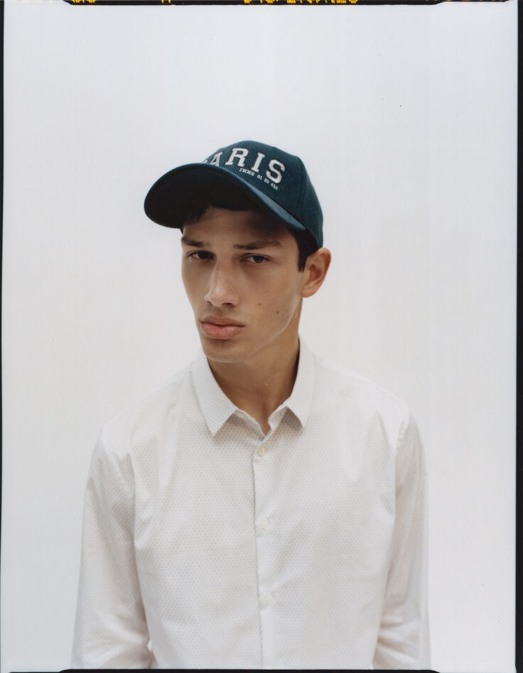 Men's embroidered corduroy navy cap-7