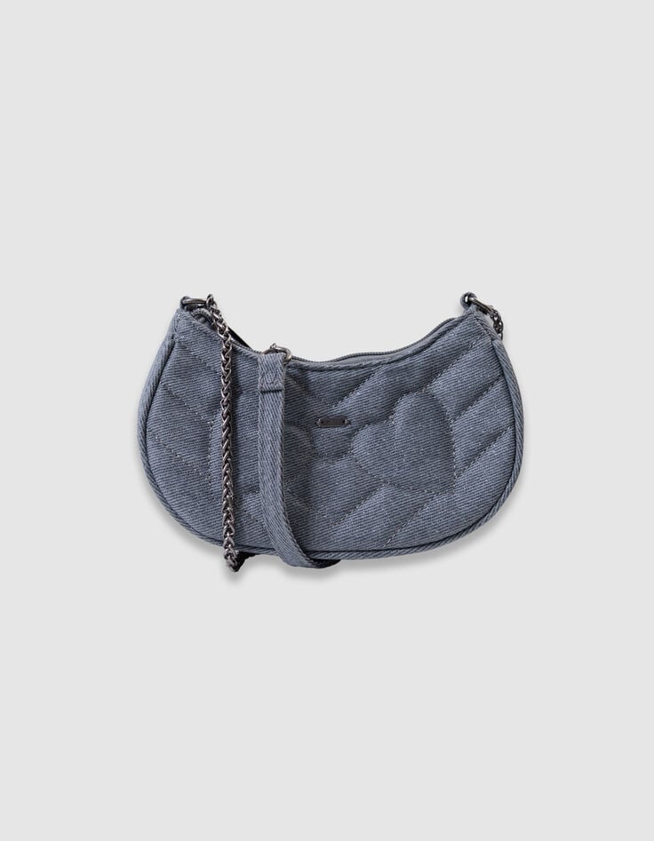 Sac à main bleu pailleté matelassage cœurs fille-2 Sac à main bleu pailleté matelassage cœurs fille-2