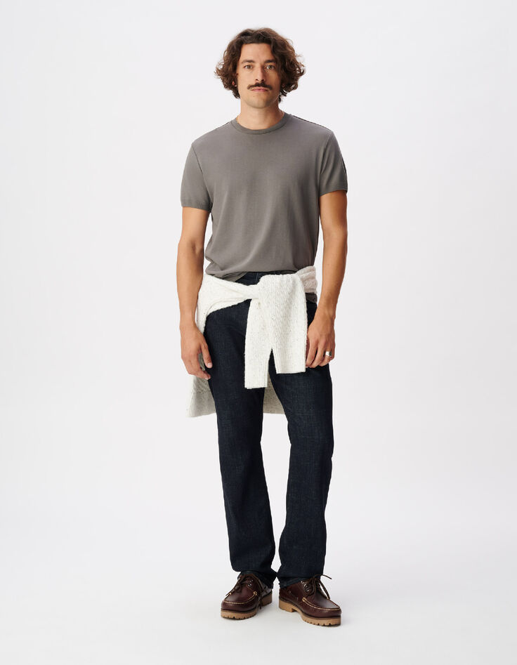 T-shirt col rond gris coton modal Homme-2