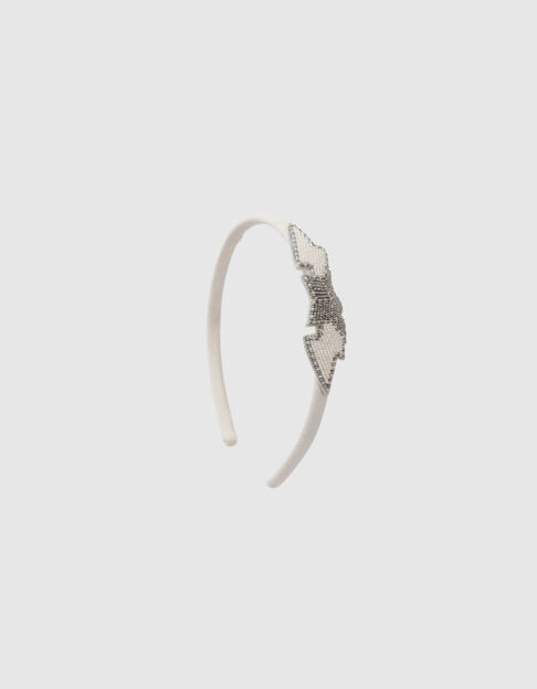 Serre-tête blanc badge perles éclairs et étoile fille
