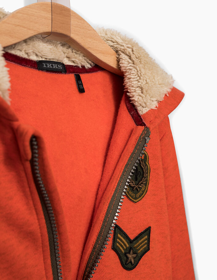 Cardigan orange à capuche avec patchs  garçon - IKKS