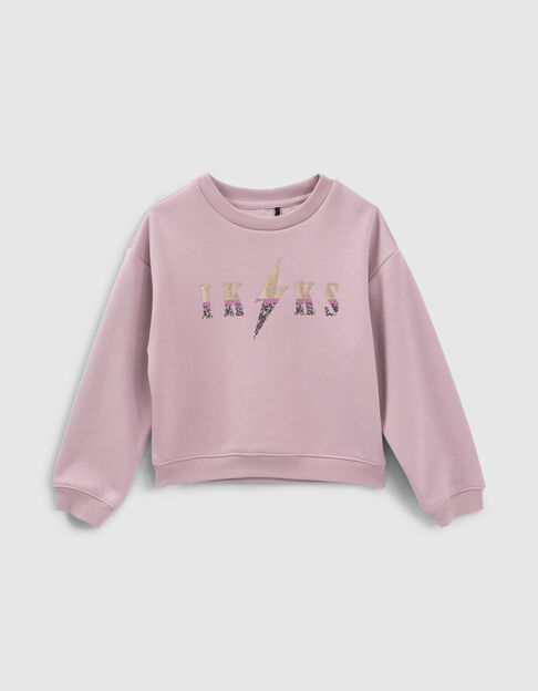 Mädchen-Sweatshirt fliederfarben, Kaschmir-Schriftprint - IKKS