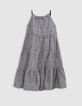 Robe longue noire imprimé graphique fille-3