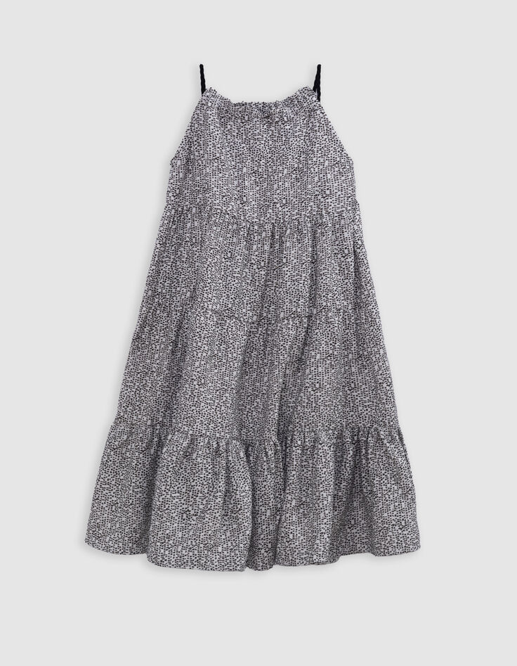 Robe longue noire imprimé graphique fille-3
